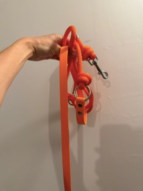 Multipositionsleine Biothane® & Nylonseil orange