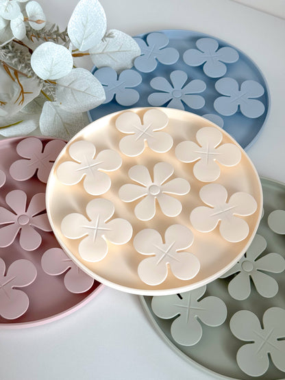 Anti-Schling Napf & Schleckmatte Flowers grün